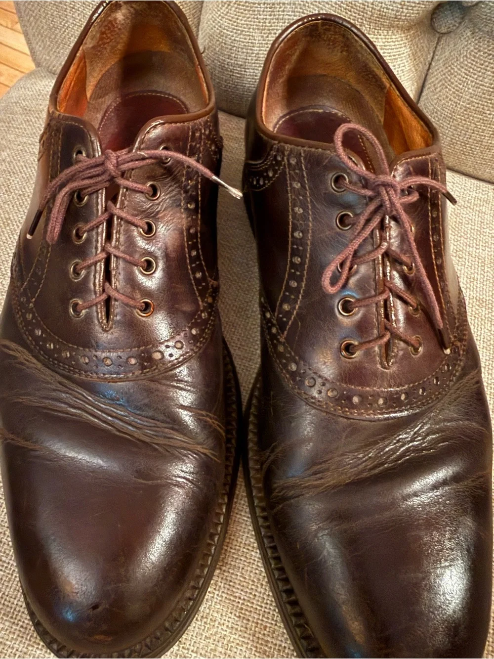 Johnston & Murphy Dark Brown Leather Brogue Oxfords Waterproof J. Murphy Italy
